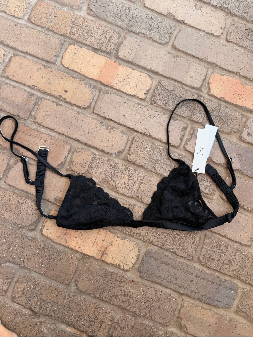 Fleur du Mal Black Lace Triangle Bralette
